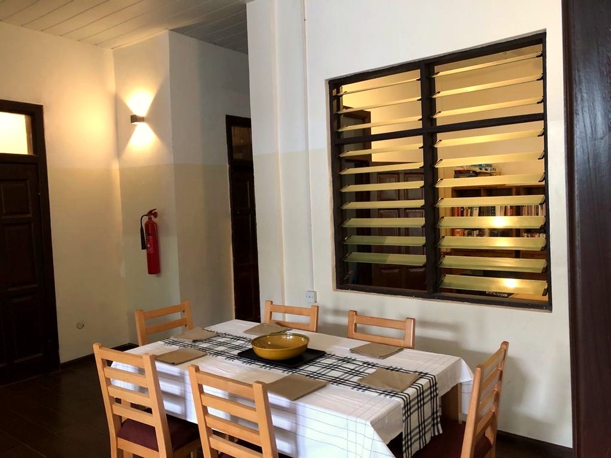 The dining area of the apartment